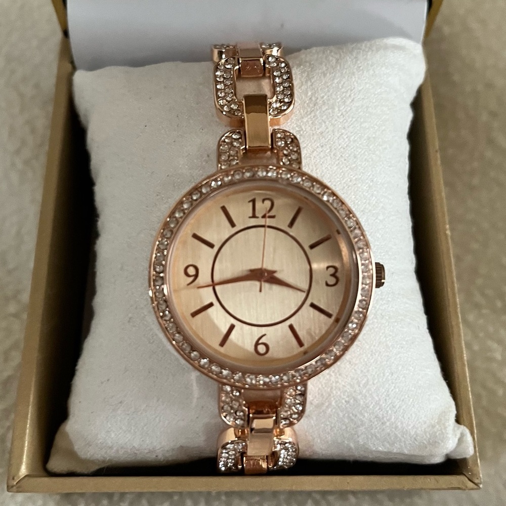 Rose Gold Tone Rhinestone Watch